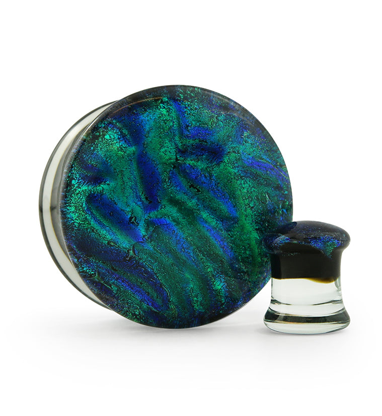 Arcadia Blue & Green Dichroic Glass Plugs