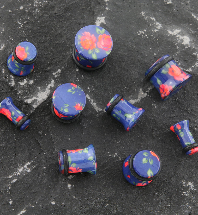 Blue Cherry Blossom Plugs - Single Flared
