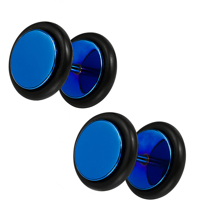Blue Stainless Steel Fake Plugs