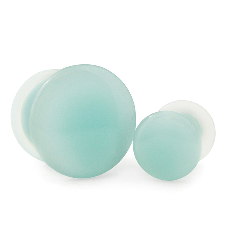 Blue Glow in the Dark Glass Plugs - Single Flare