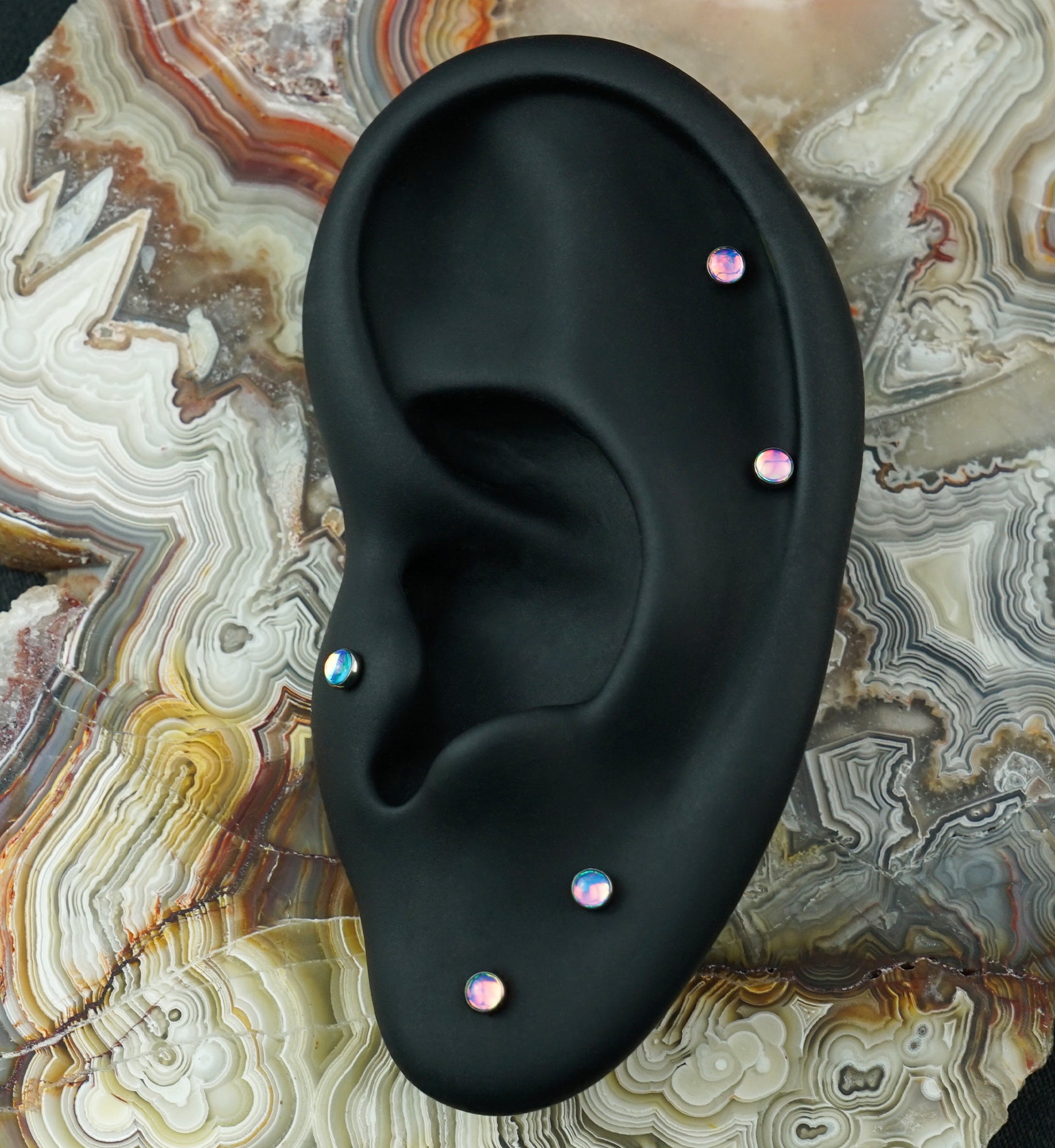 Blue Iridescent Gem Titanium Threadless Top