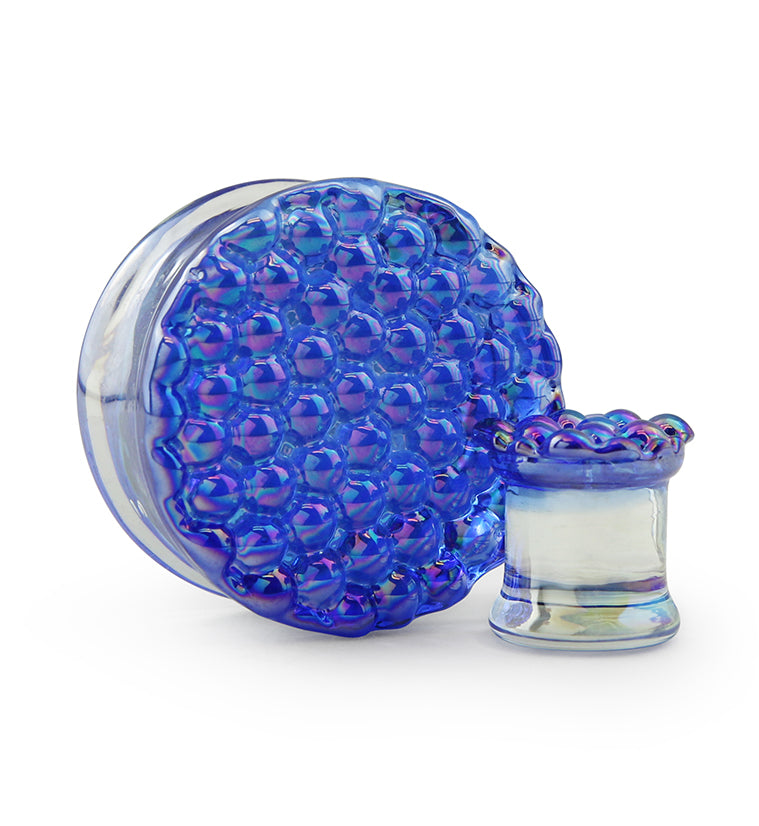 Blue Iridescent Glass Plugs