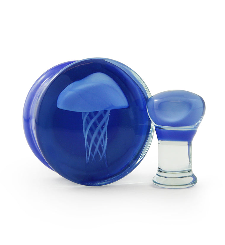 Blue Jellyfish Glass Plugs
