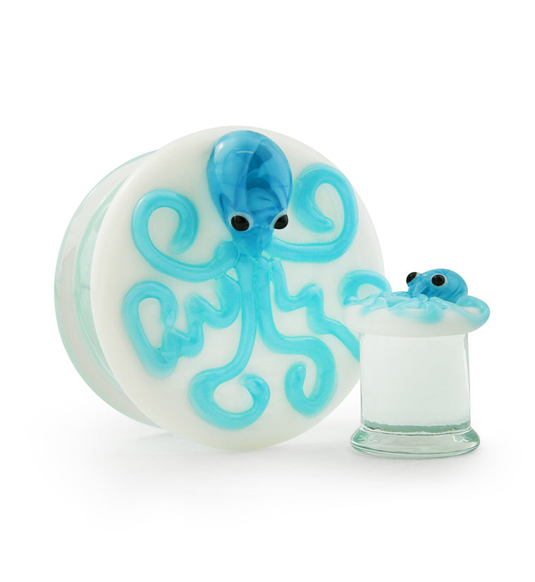 Blue Octopus Glass Plugs