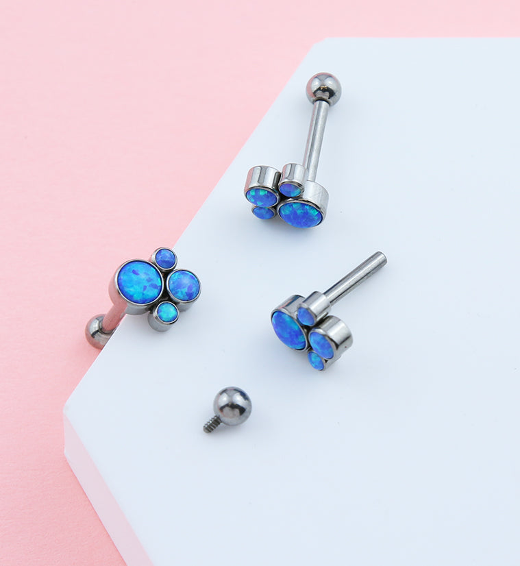 Blue Opalite Bunch Titanium Cartilage Barbell