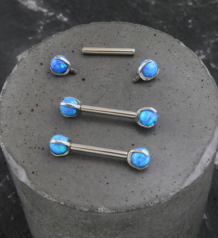 Blue Opalite Claw Titanium Barbell