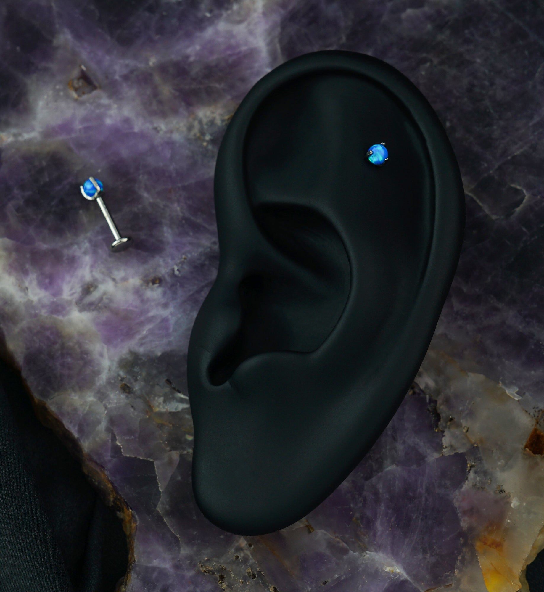 Blue Opalite Prong Ball Titanium Labret