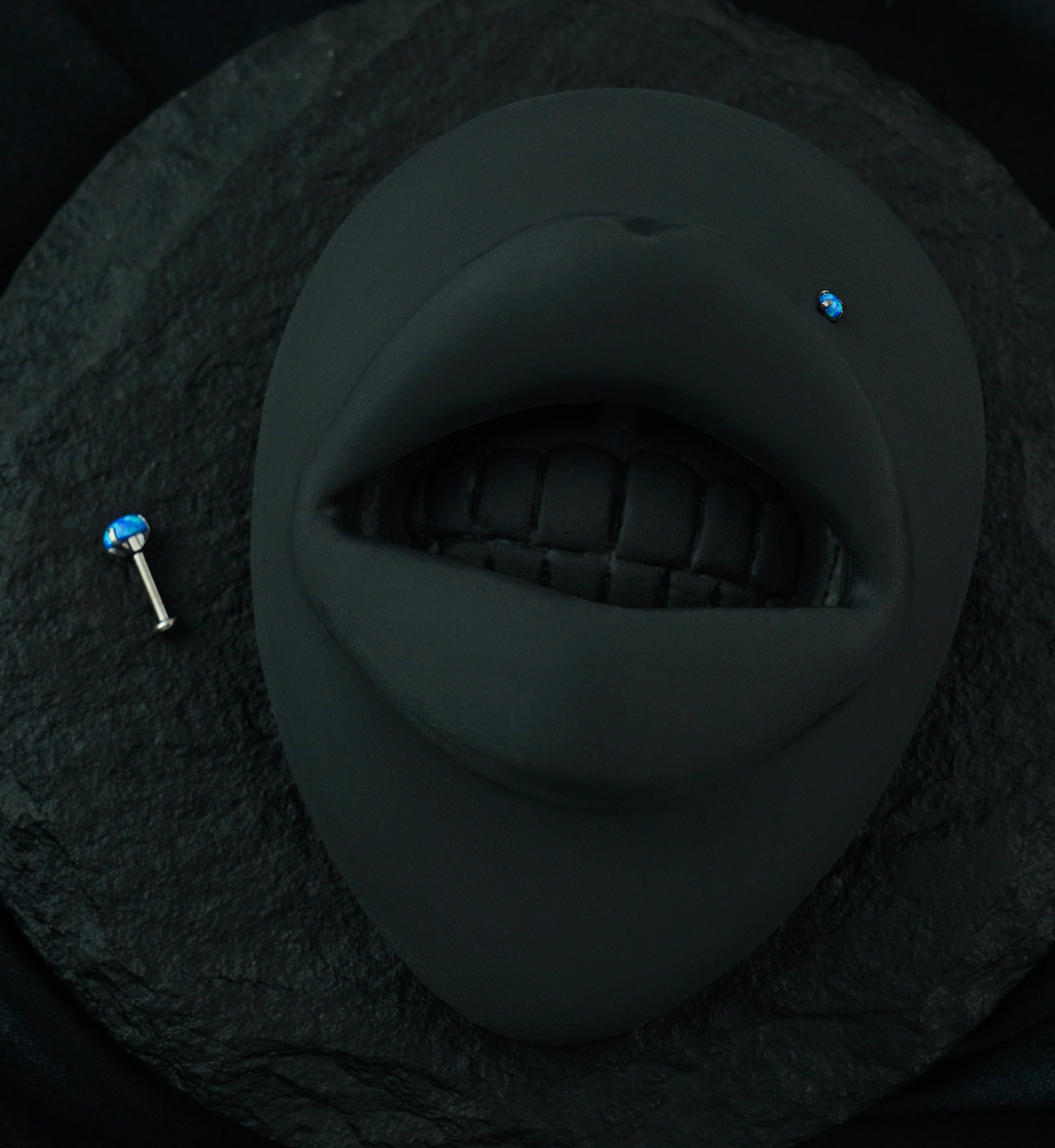 Blue Opalite Prong Set Titanium Threadless Labret