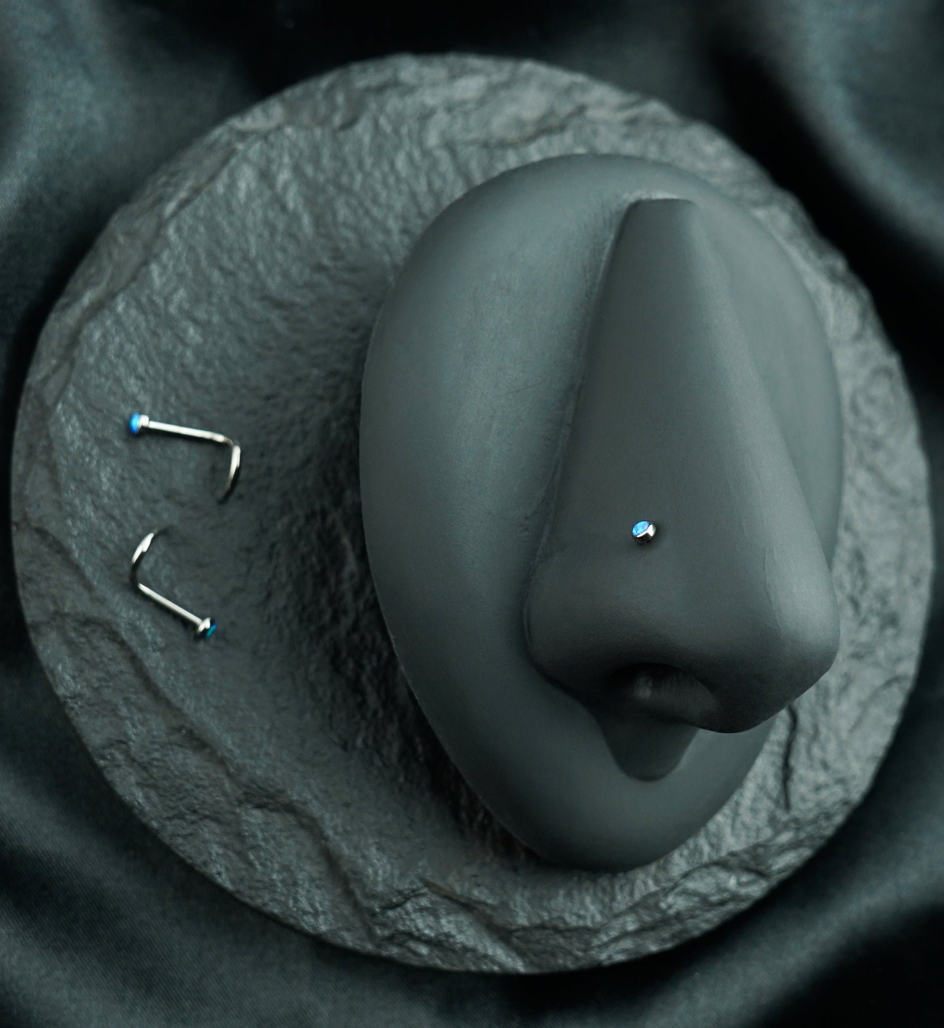 Blue Opalite Titanium Nose Screw Ring