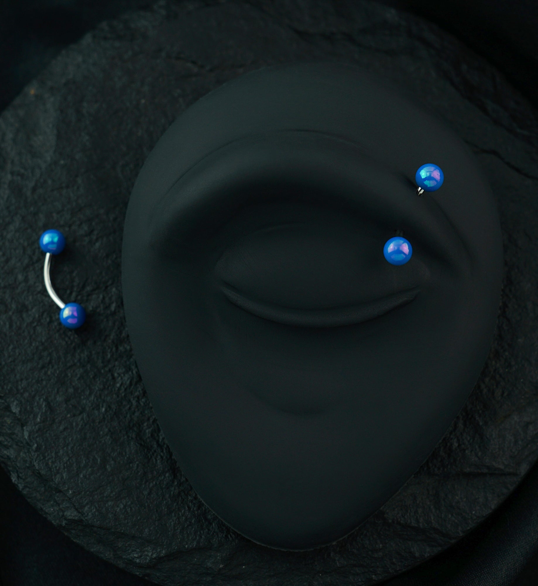 Blue Ory Stainless Steel Curved Barbell