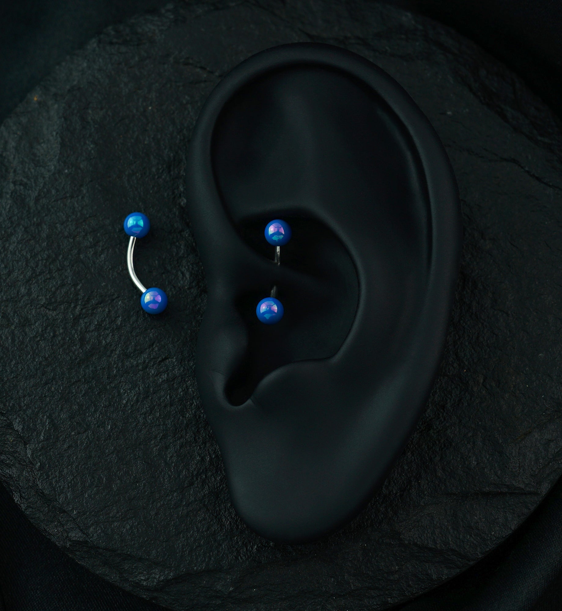 Blue Ory Stainless Steel Curved Barbell