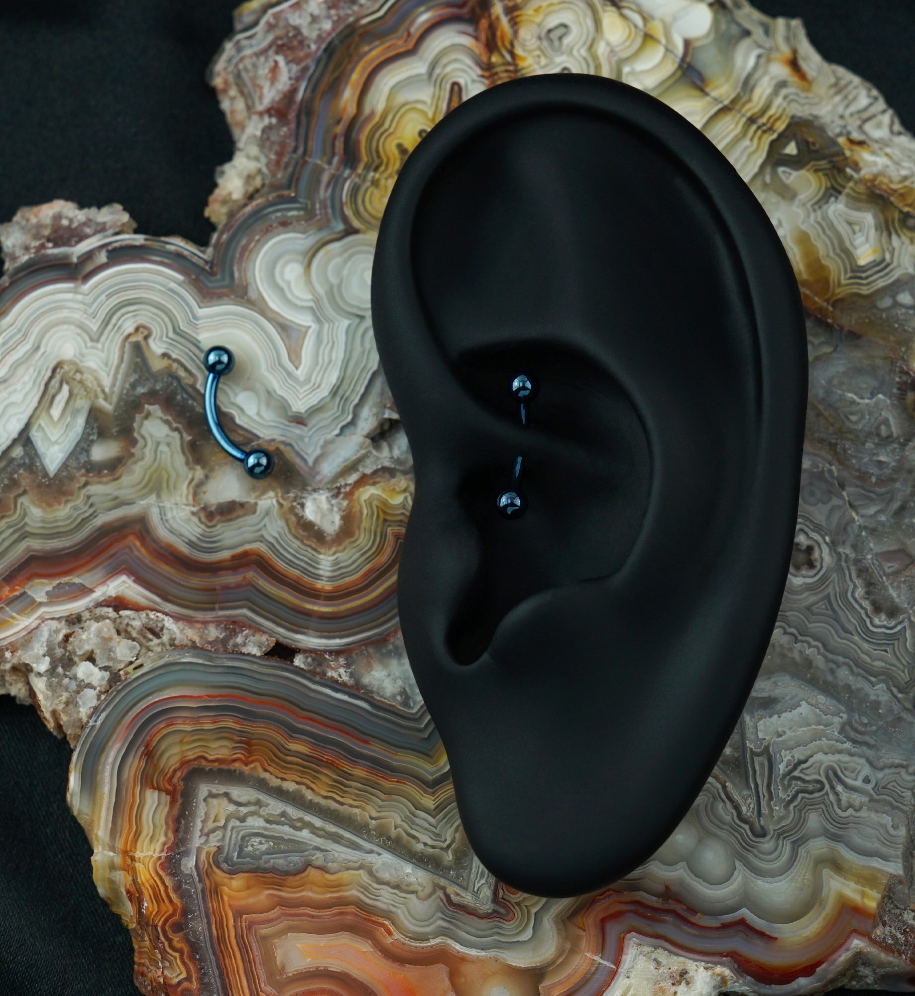 Blue PVD Titanium Curved Barbell