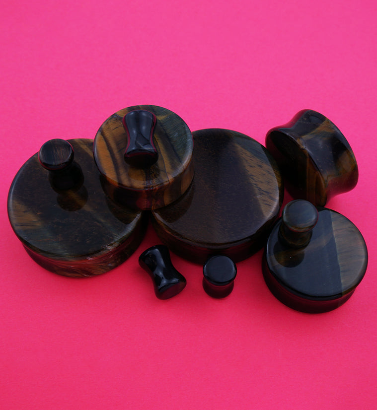 Blue Tiger Eye Stone Plugs