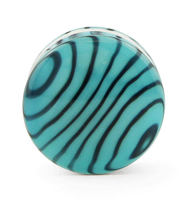 Sky Blue Zebra Glass Plugs