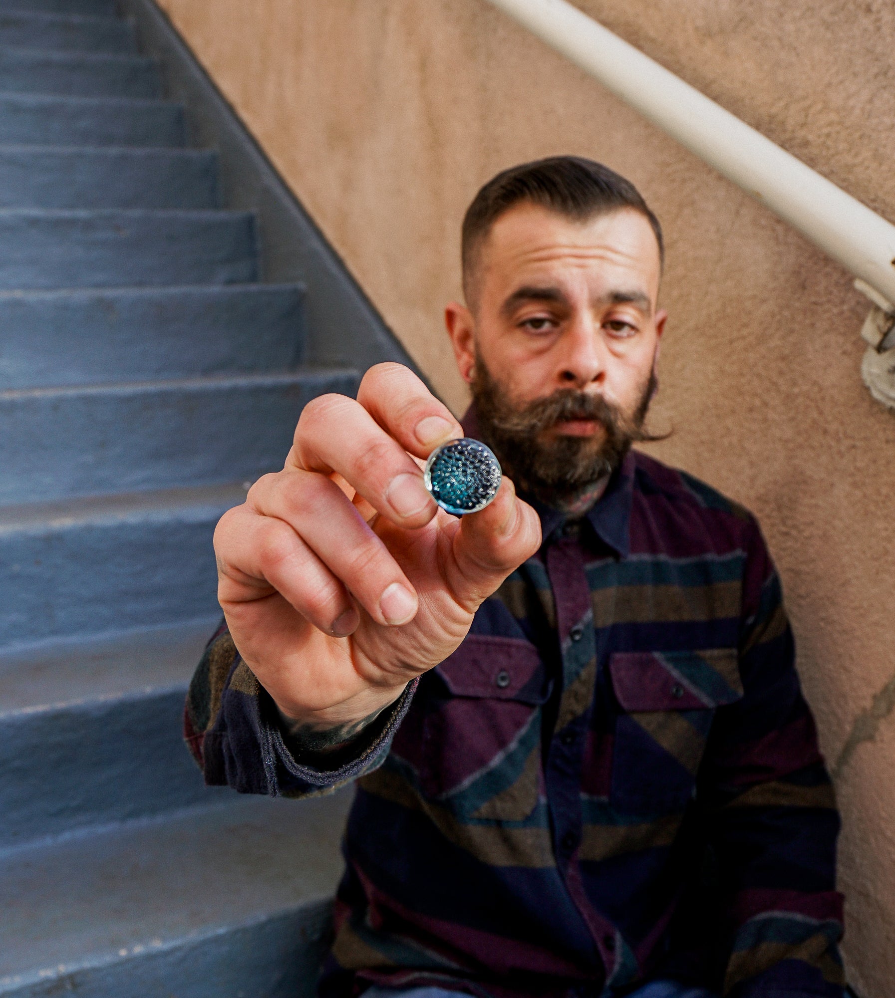 Blurple Hammered Glass Double Flare Plugs