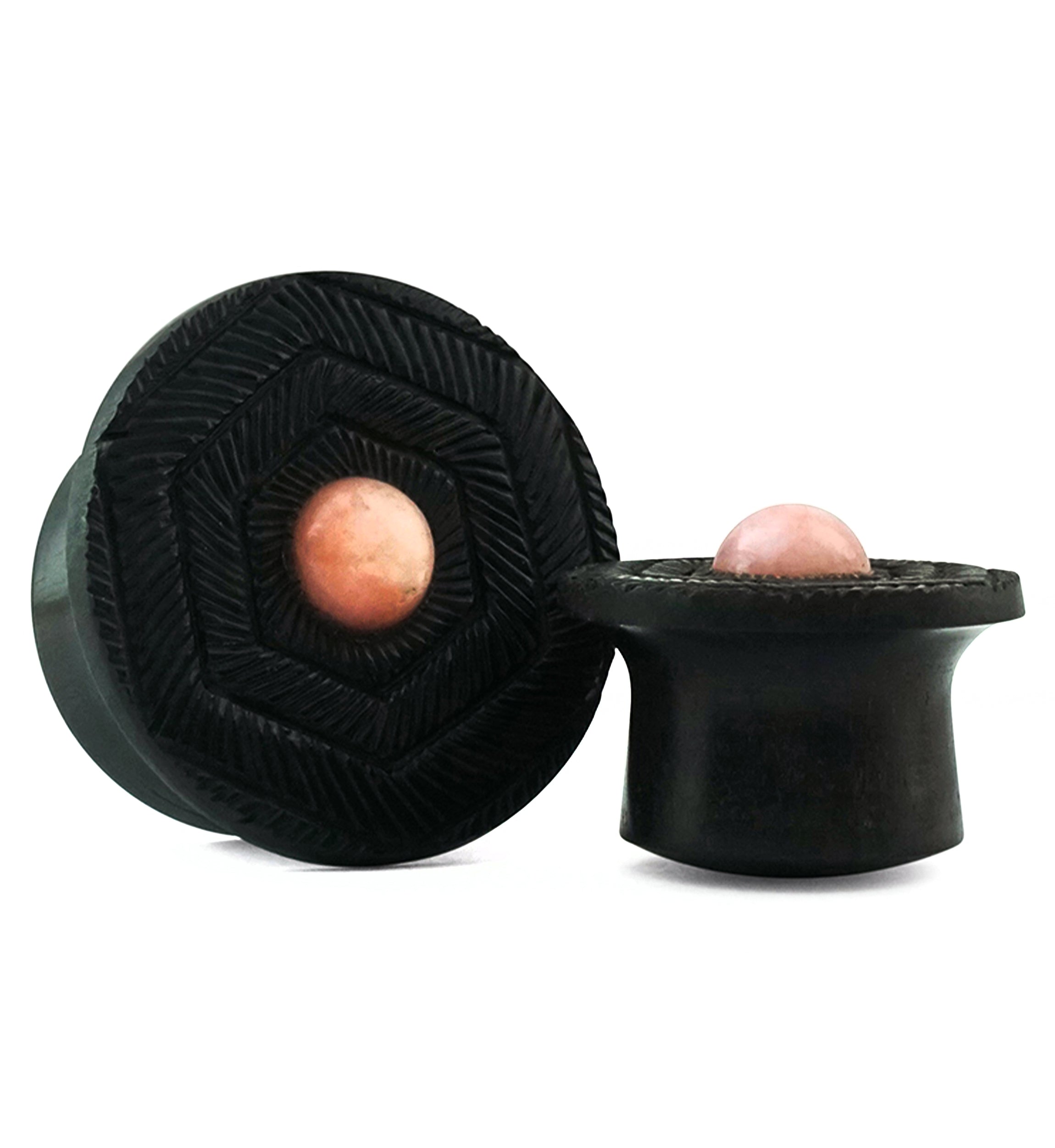 Boundary Geo Petalite Stone Inlay Areng Wood Mayan Flare Plugs