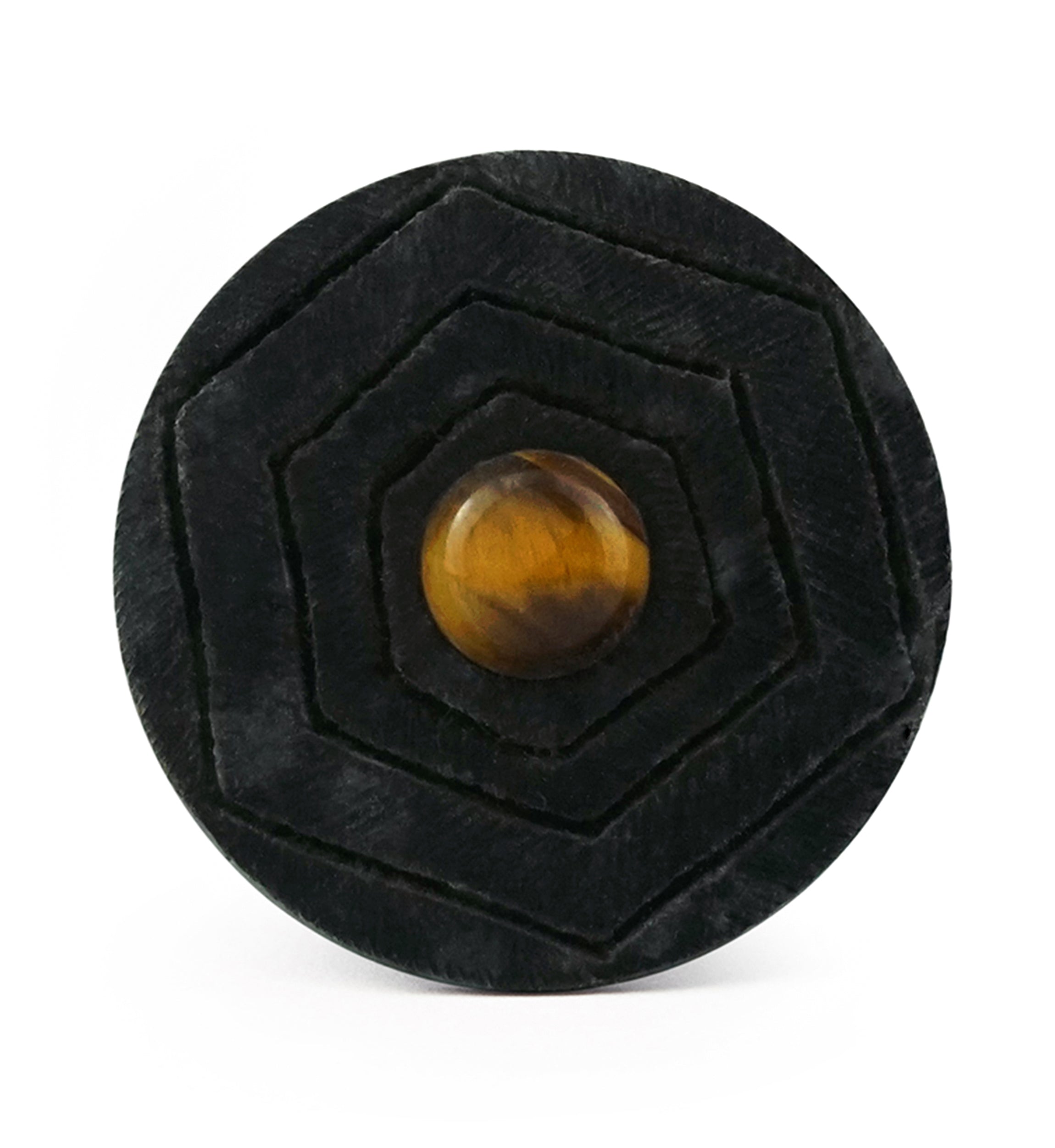 Boundary Geo Tiger Eye Stone Inlay Areng Wood Mayan Flare Plugs