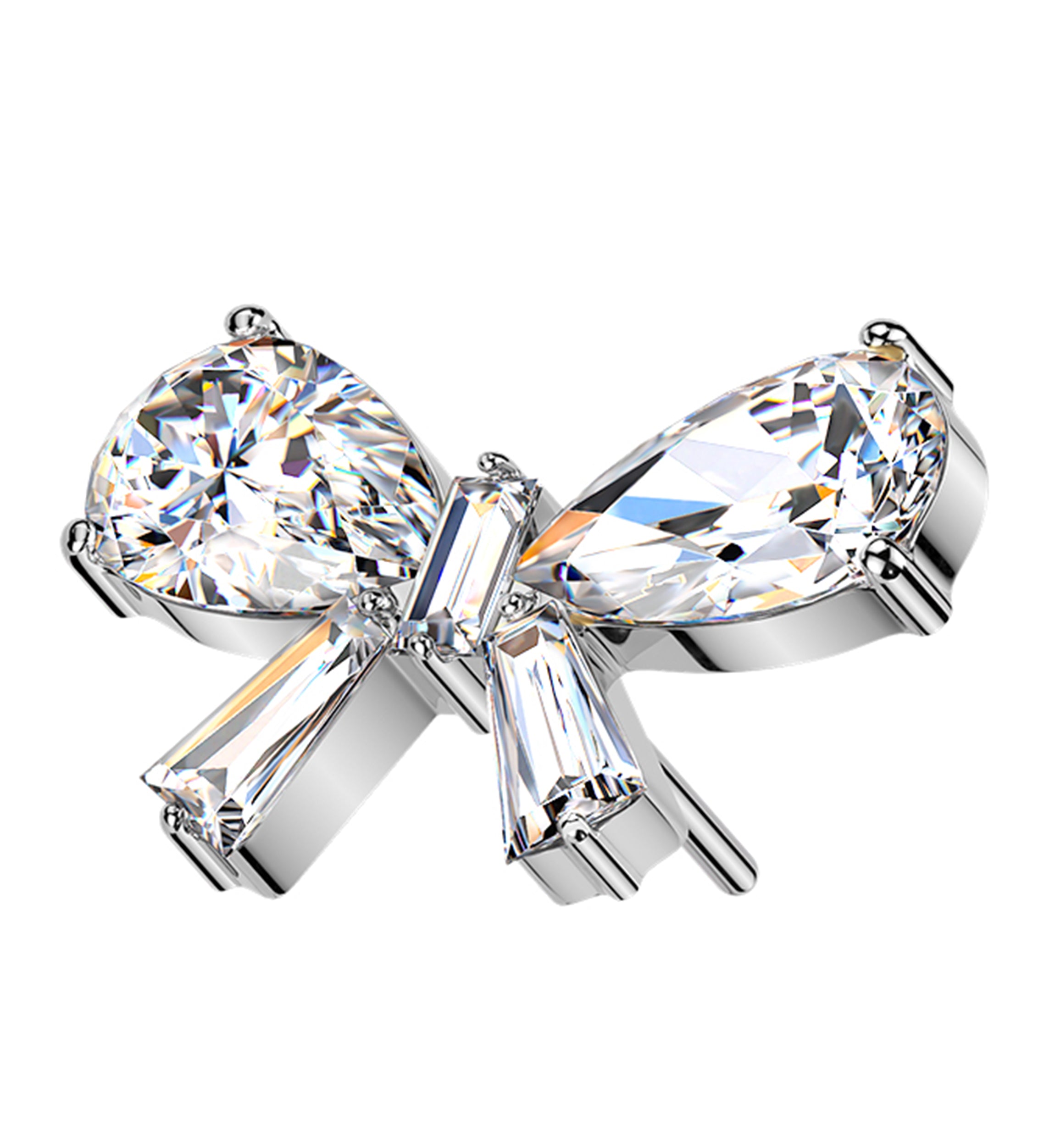 Bow Clear CZ Titanium Threadless Top