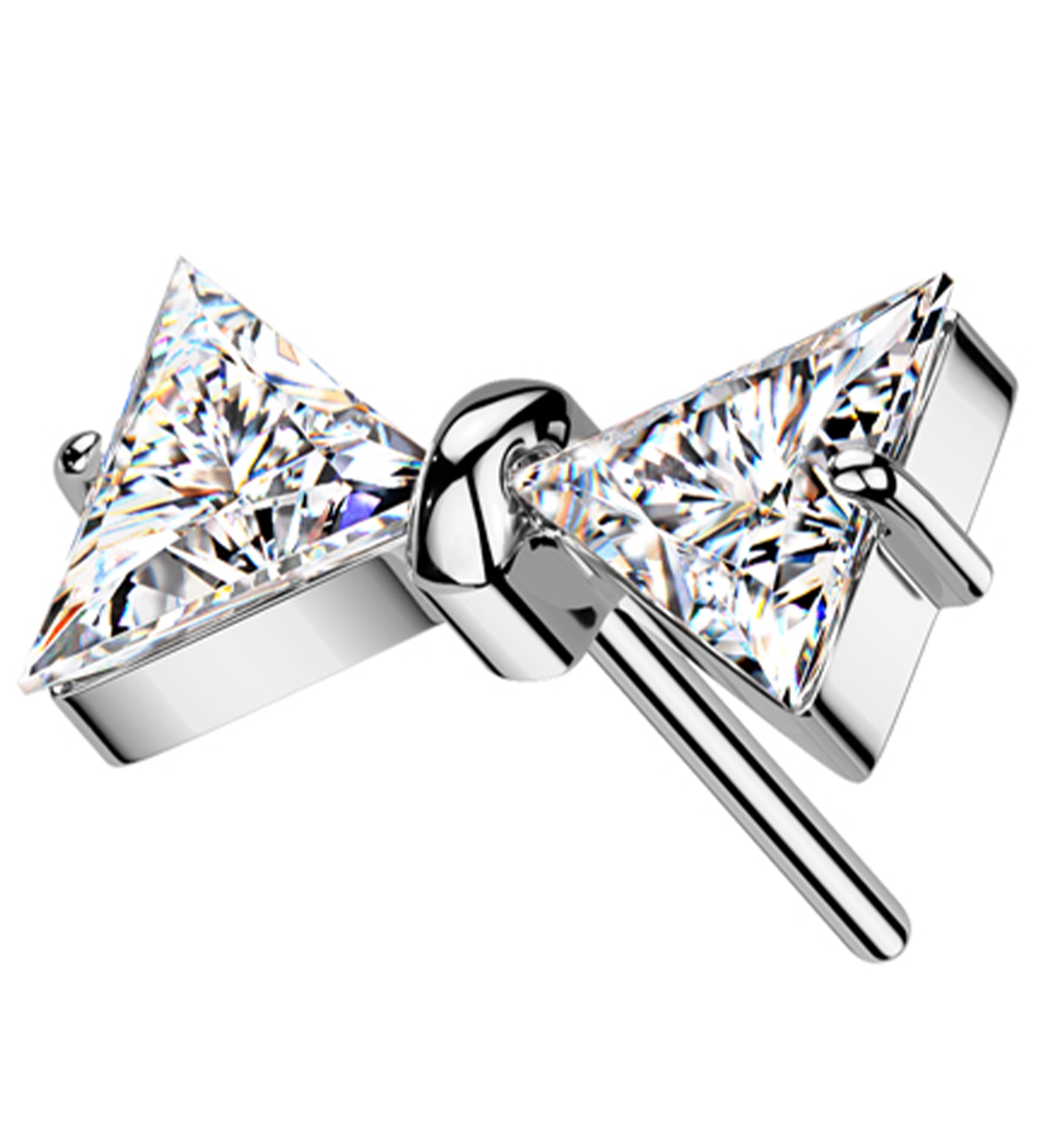 Bowtie Clear CZ Titanium Threadless Top