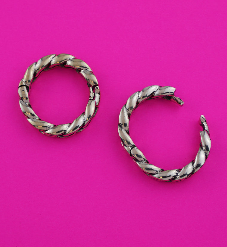 Brass Curb Chain Hoop Hinged Ear Weights