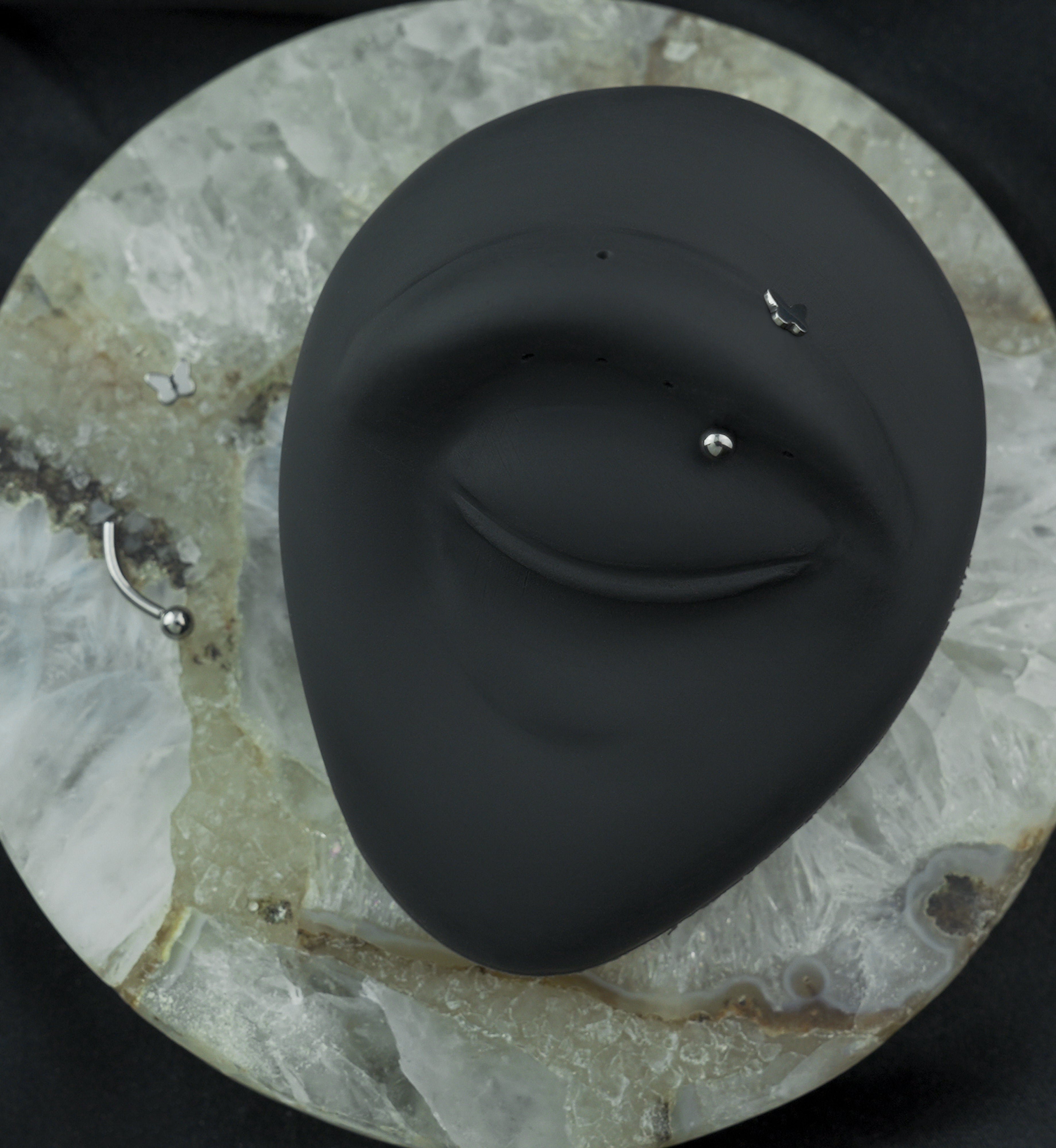 Bubble Butterfly Threadless Titanium Curved Barbell