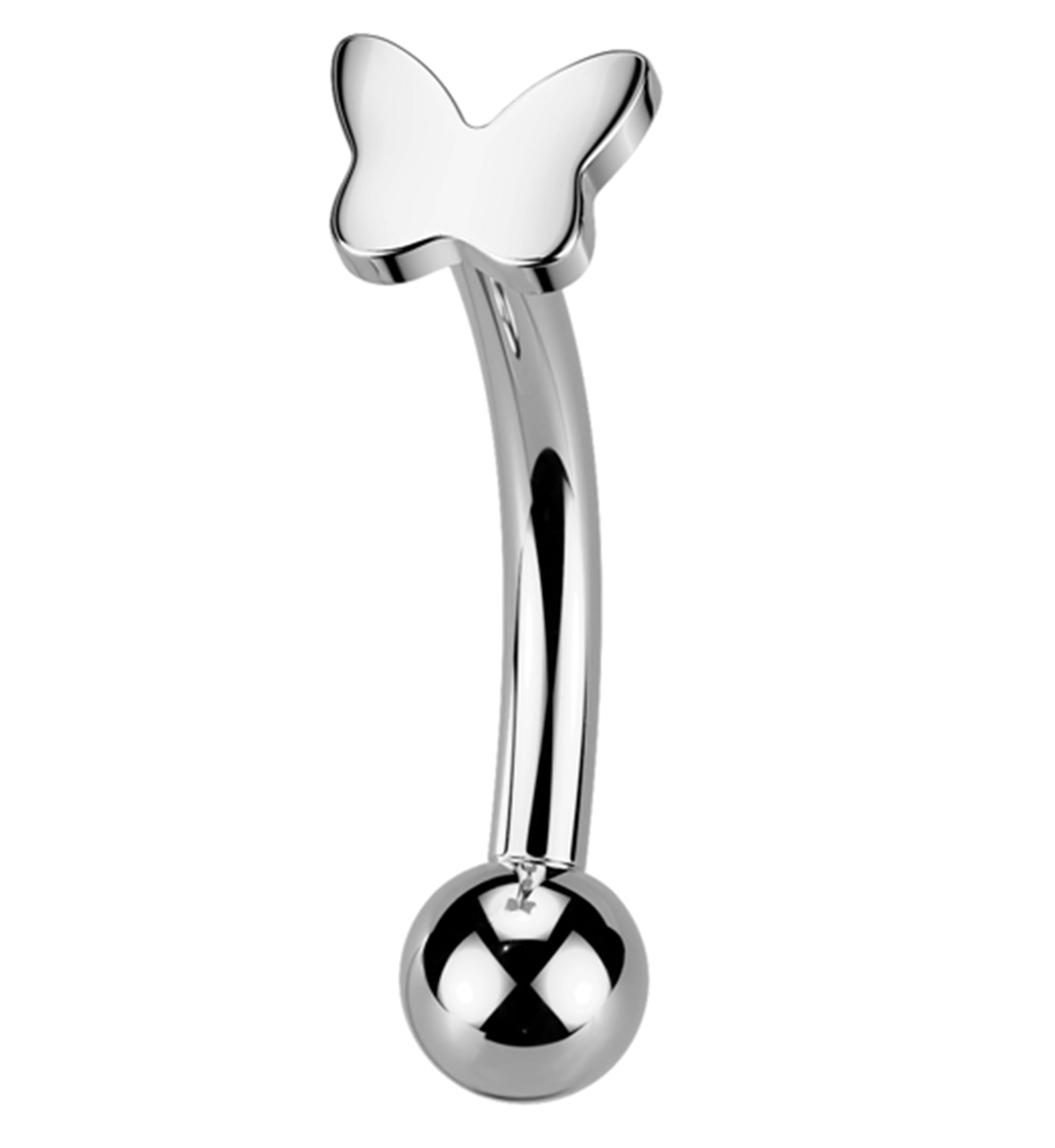 Bubble Butterfly Threadless Titanium Curved Barbell