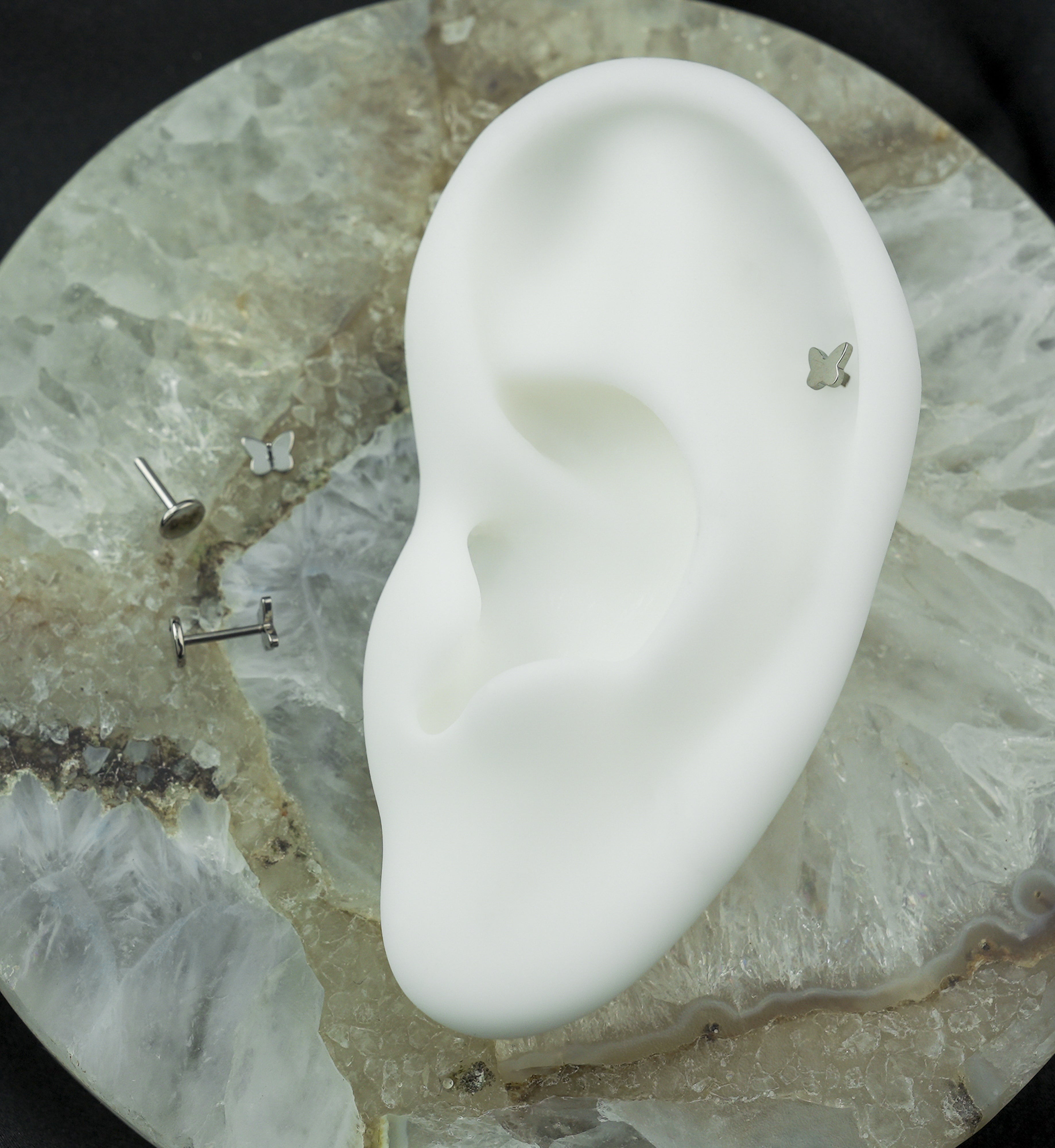 Bubble Butterfly Threadless Titanium Flat Disk Labret