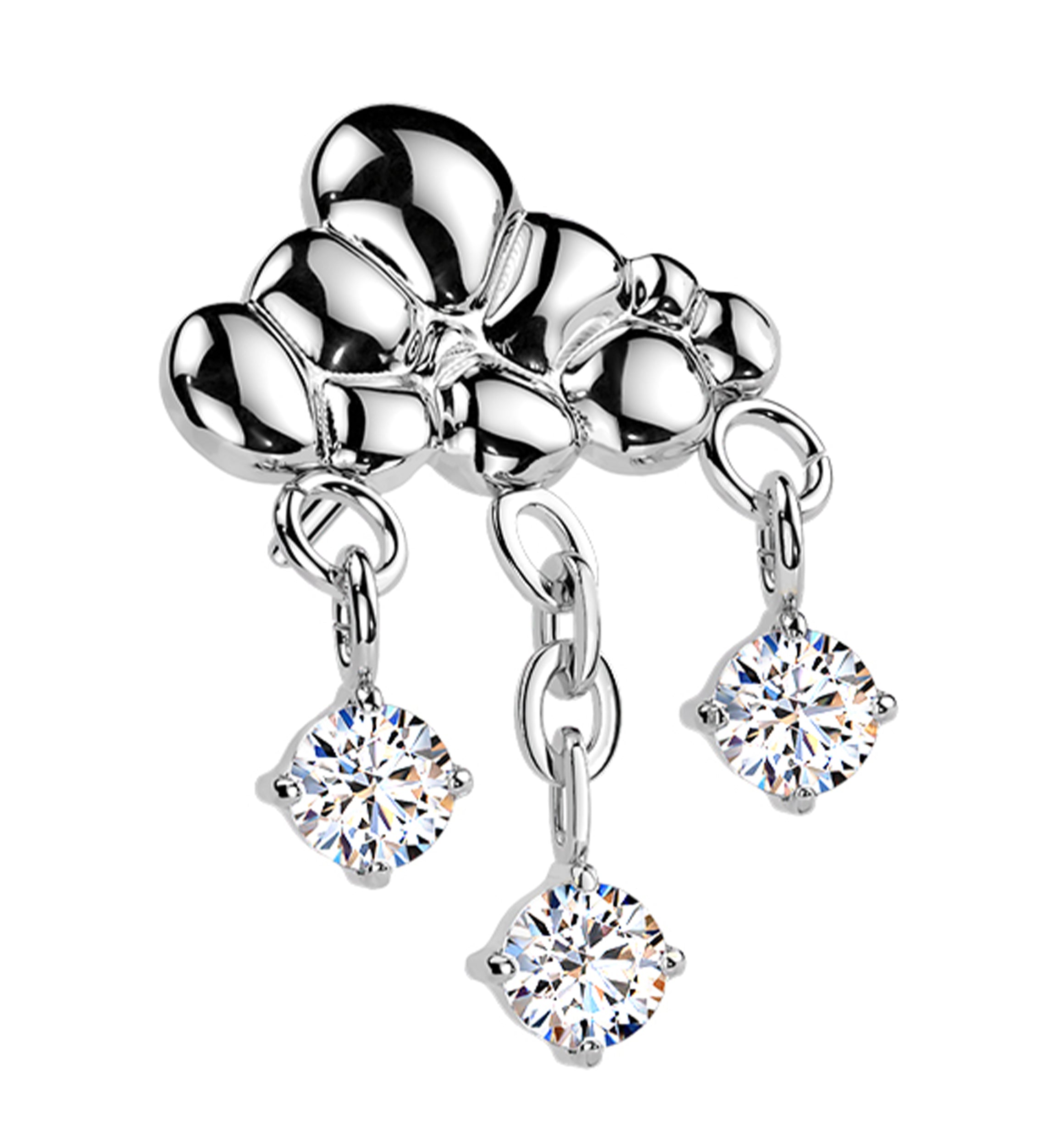 Bubble Cloud Dangle Clear CZ Titanium Threadless Top