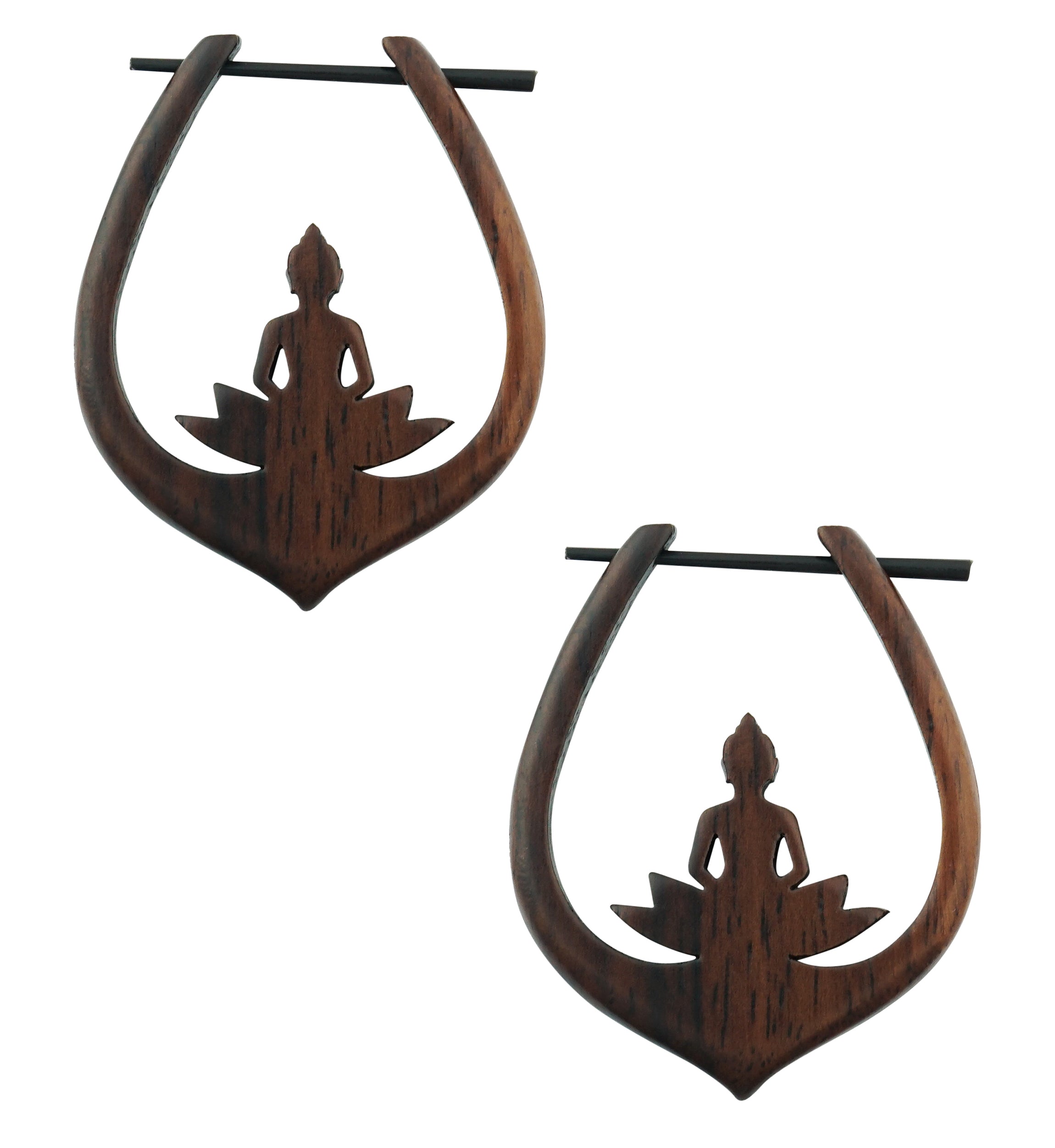 Buddha Teardrop Narra Wood Earrings