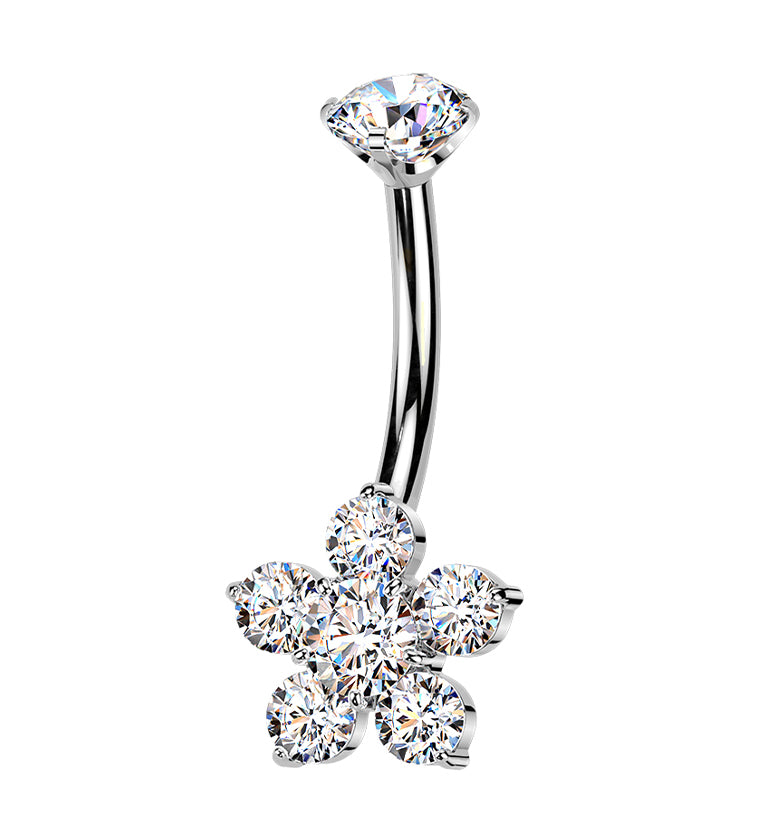 Buttercup CZ Titanium Internally Threaded Belly Button Ring