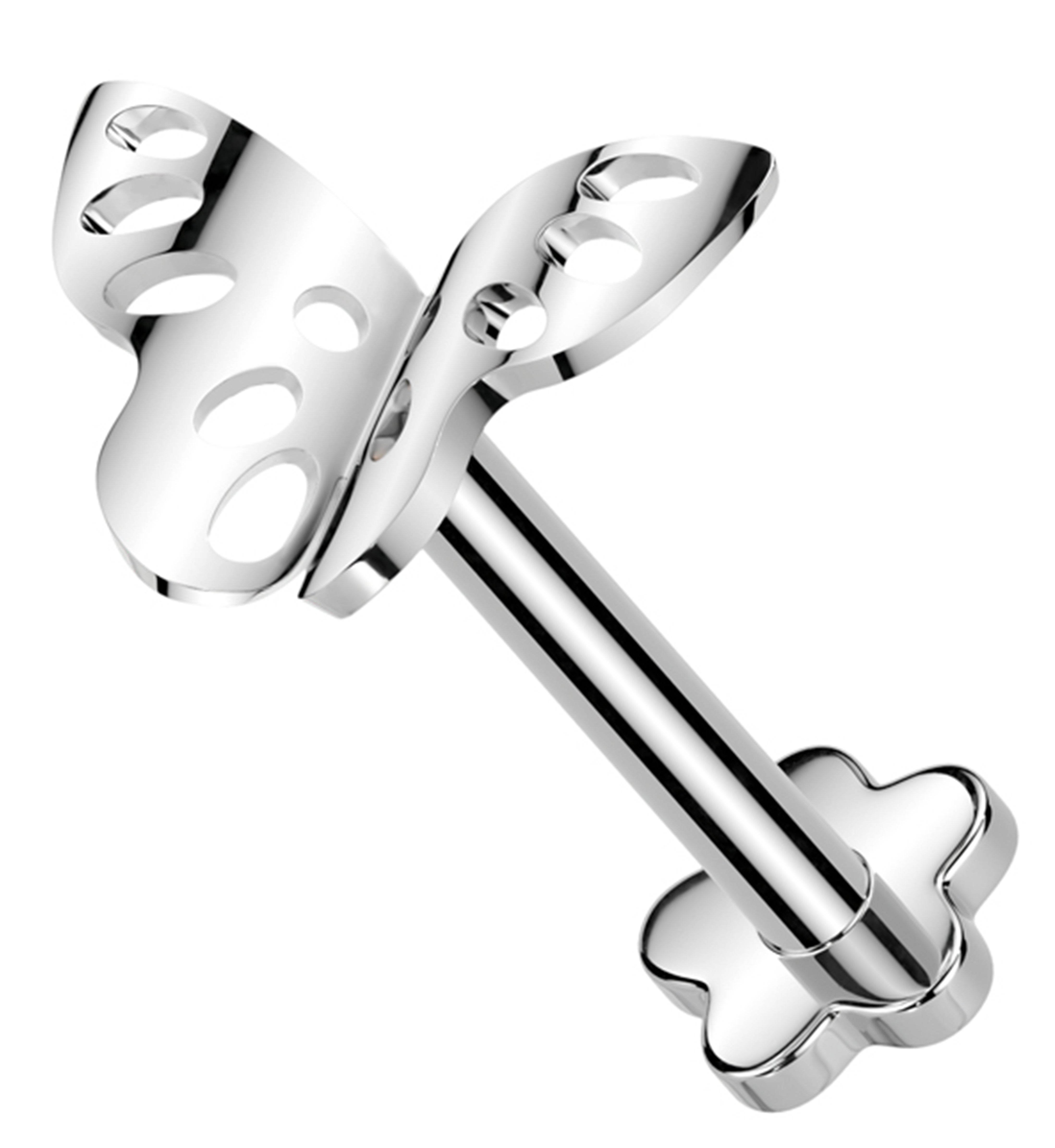 Butterfly Cutout Threadless Titanium Flower Back Labret