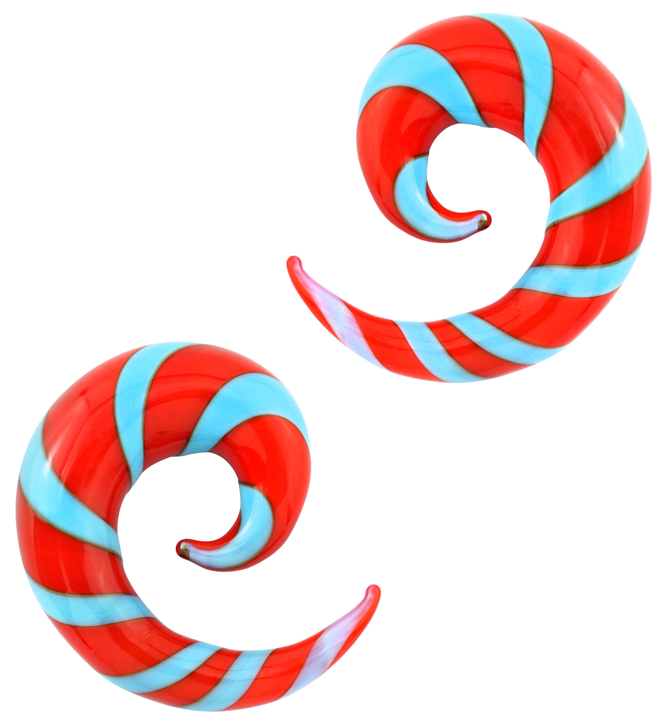 Candy Cane Striped Glass Spirals Plugs