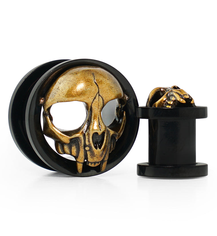 Canine Skull Black PVD Stainless Steel Tunnel Plugs