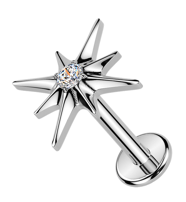 Cardinal Points CZ Titanium Internally Threaded Labret