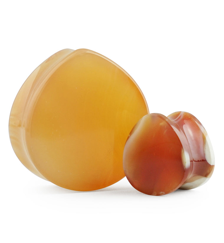 Carnelian Agate Stone Teardrop Plugs