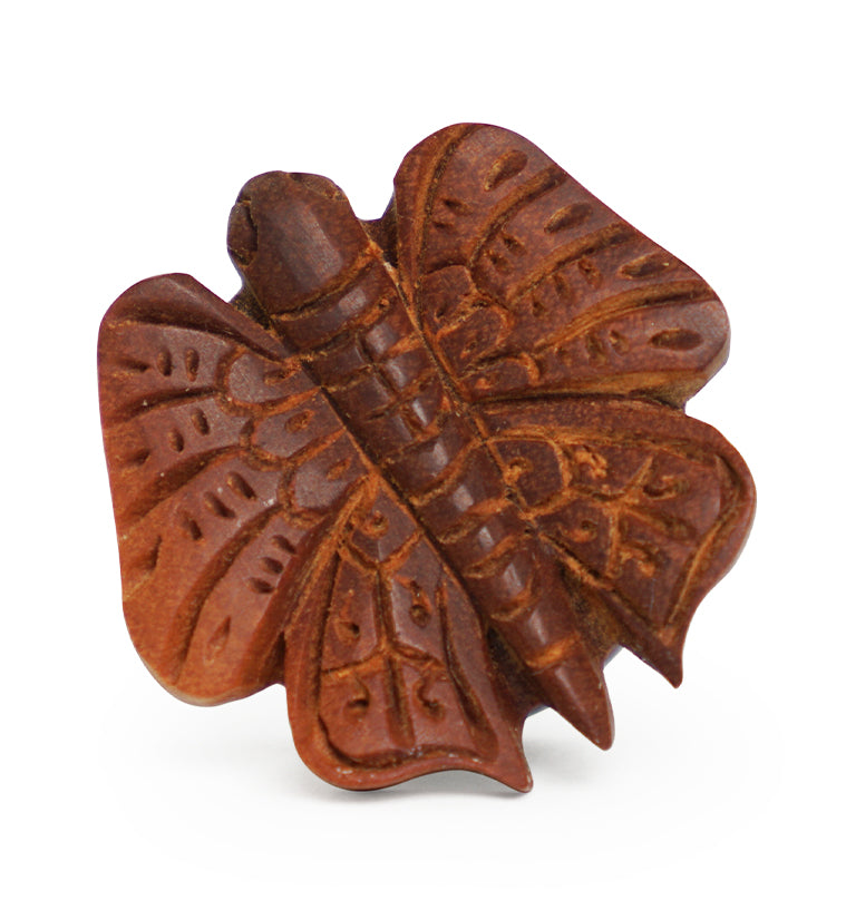 Carved Butterfly Saba Wood Plugs