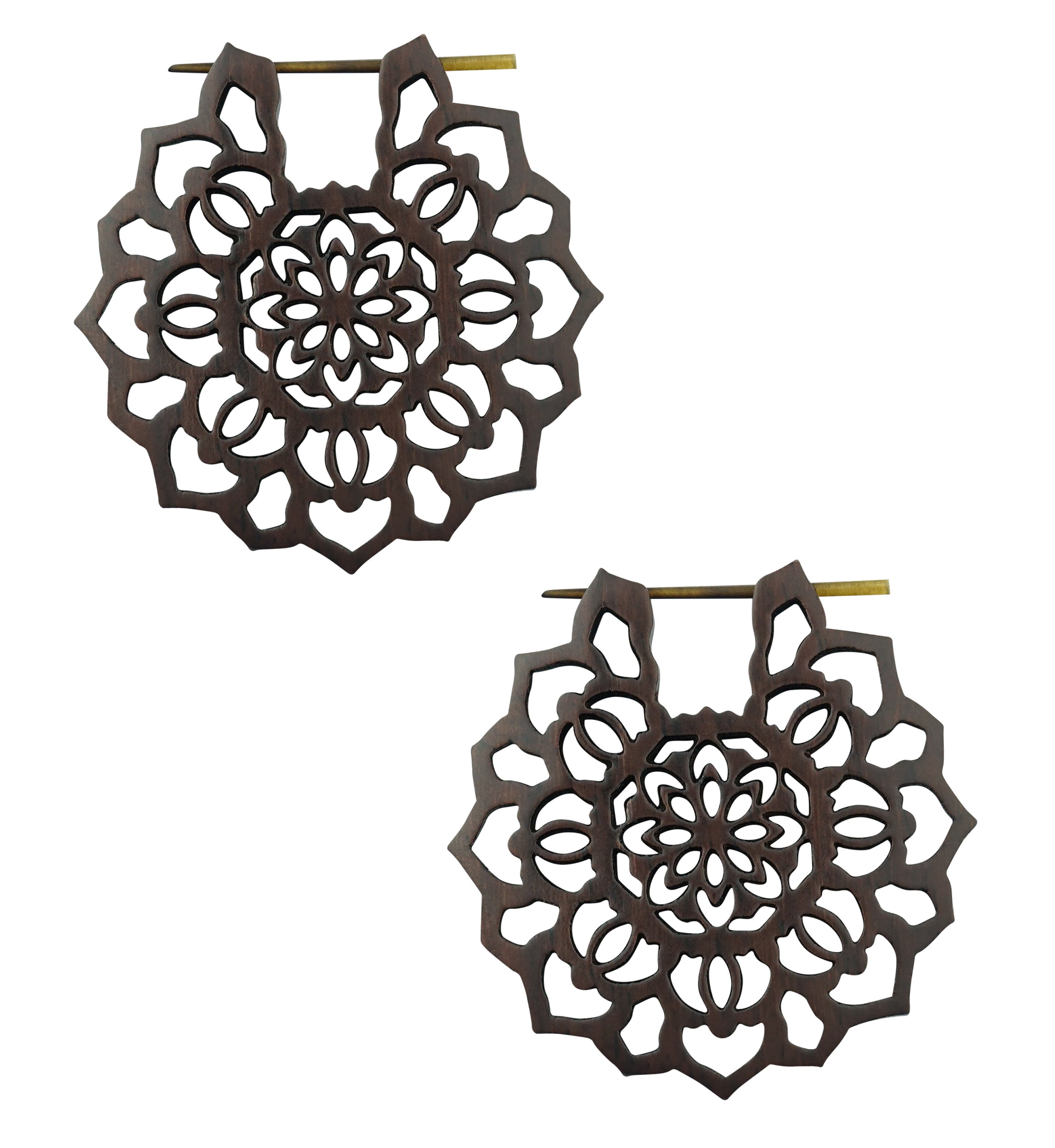 Carved Floral Narra Wood Earrings