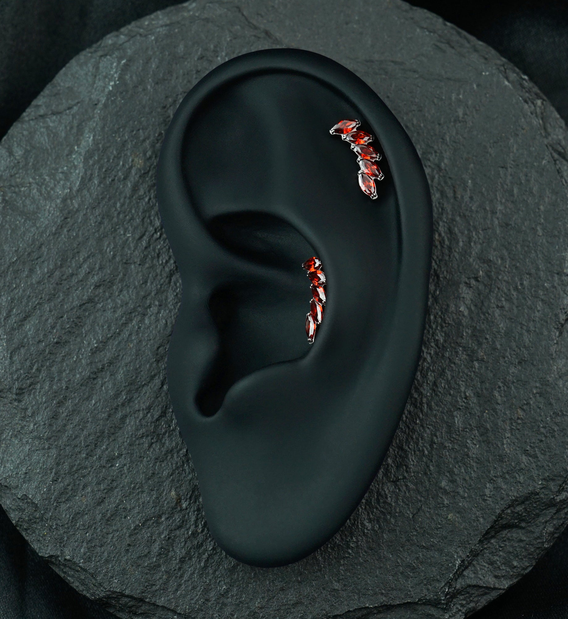 Cascade Garnet CZ Titanium Threadless Top