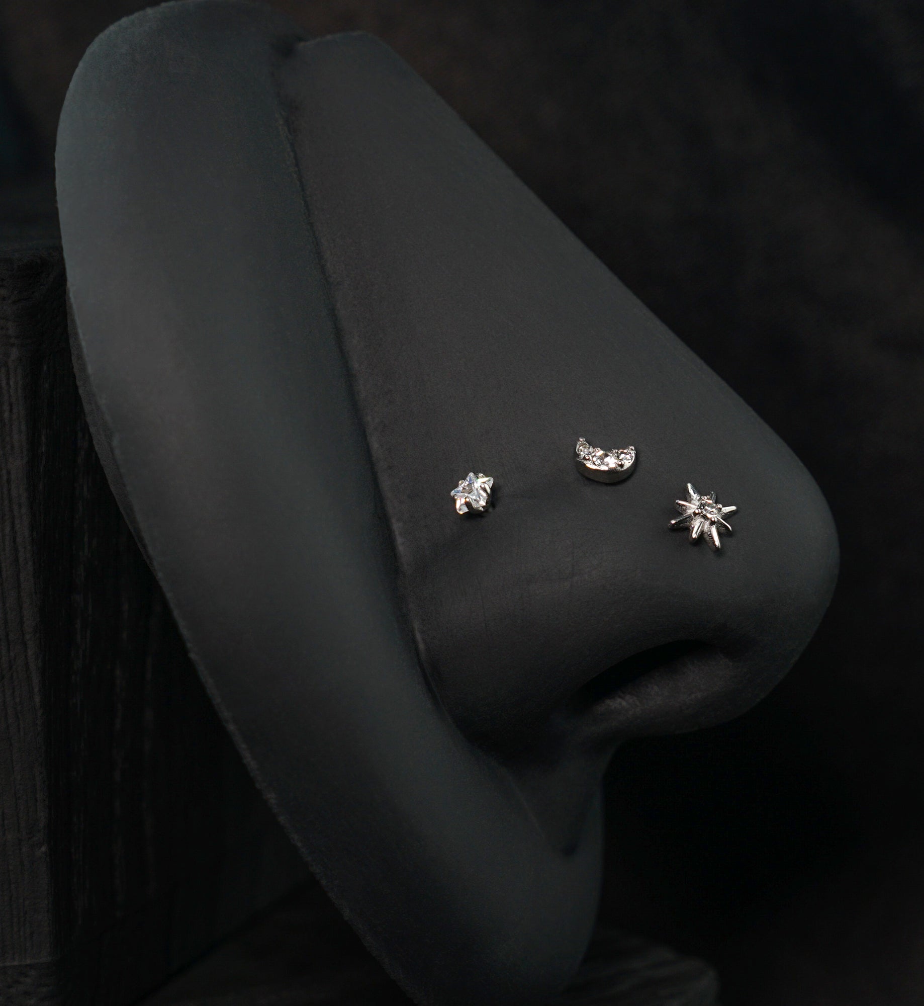 Celestial Clear CZ Stainless Steel L Bend/Stud/Hoop Variety Pack (6 Pack)