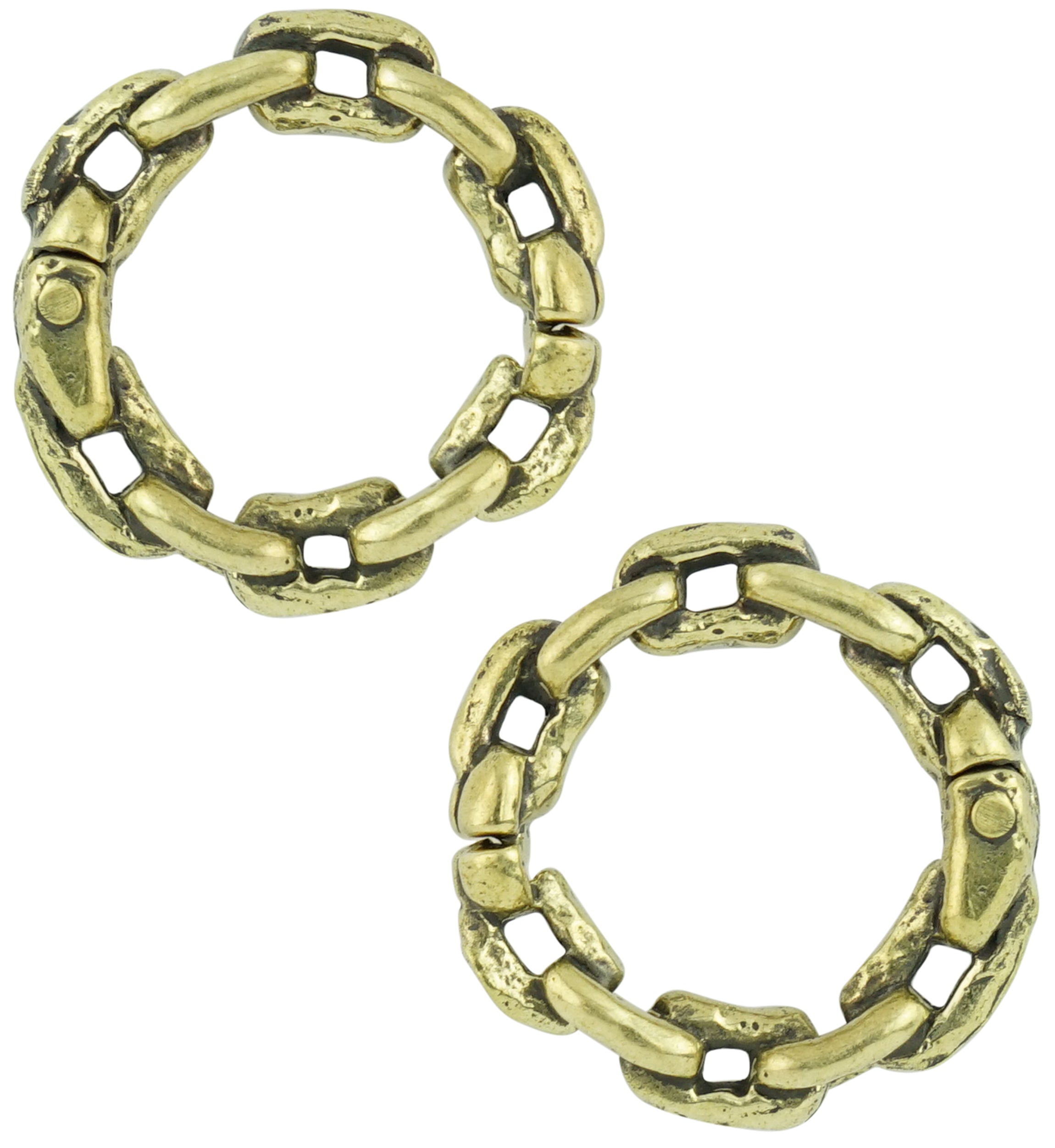 Chain Link Brass Hinged Stretched Ear Cuffs