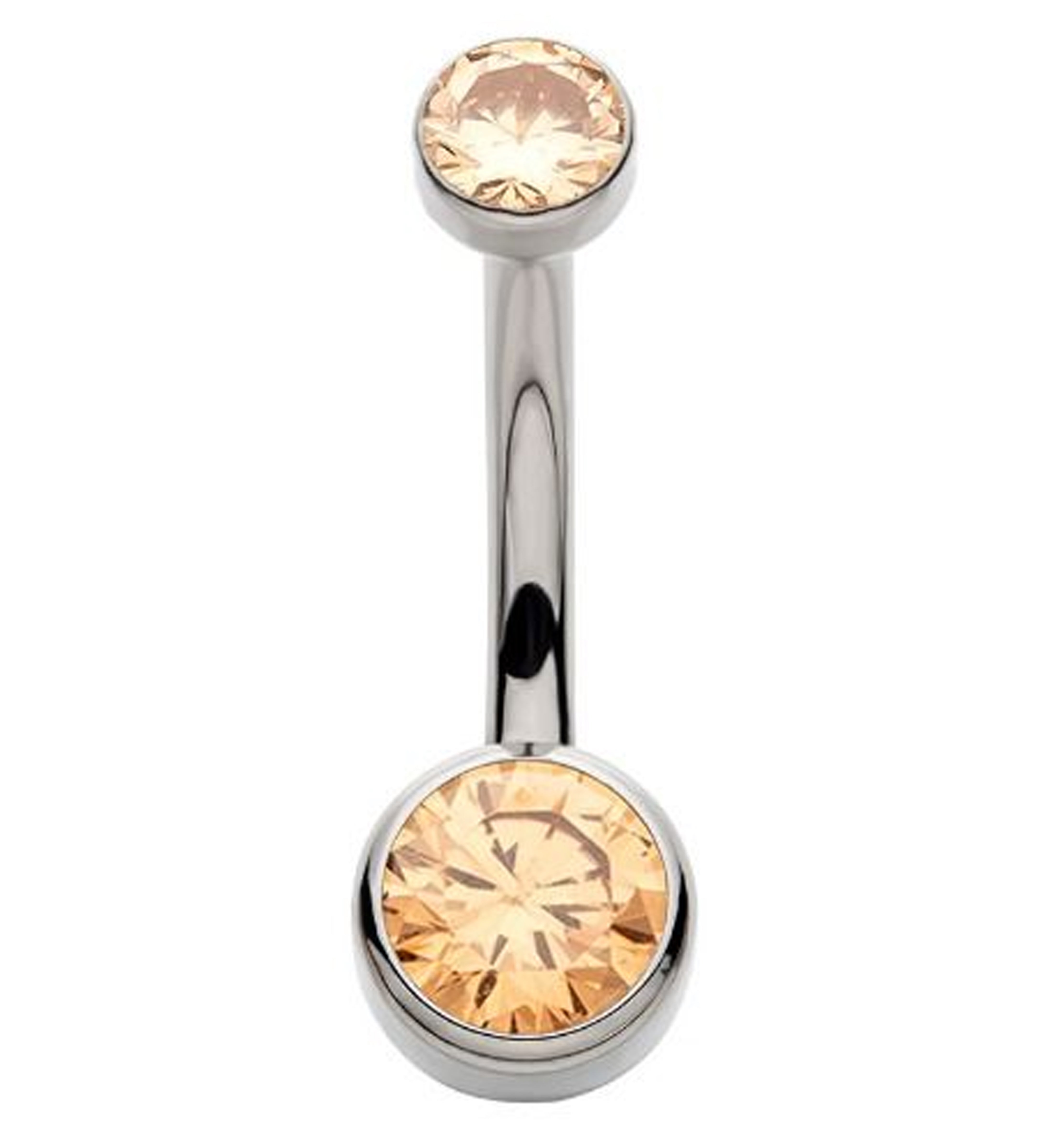 Champagne Bezel CZ Titanium Internally Threaded Belly Button Ring