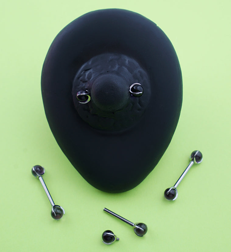 Claw Amethyst Stone Internally Threaded Titanium Nipple Barbells