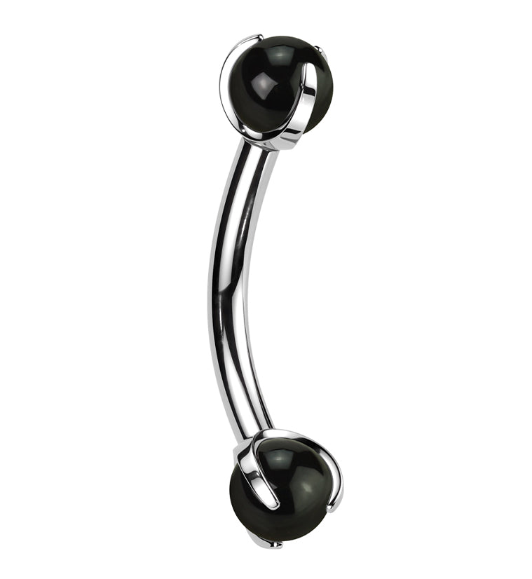 Claw Black Onyx Stone Titanium Internally Threaded Curved Barbell