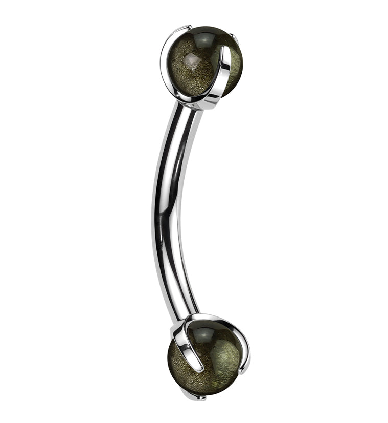Claw Obsidian Stone Titanium Internally Threaded Curved Barbell