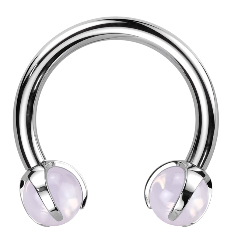 Claw Opalite Pink Titanium Internally Threaded Circular Barbell