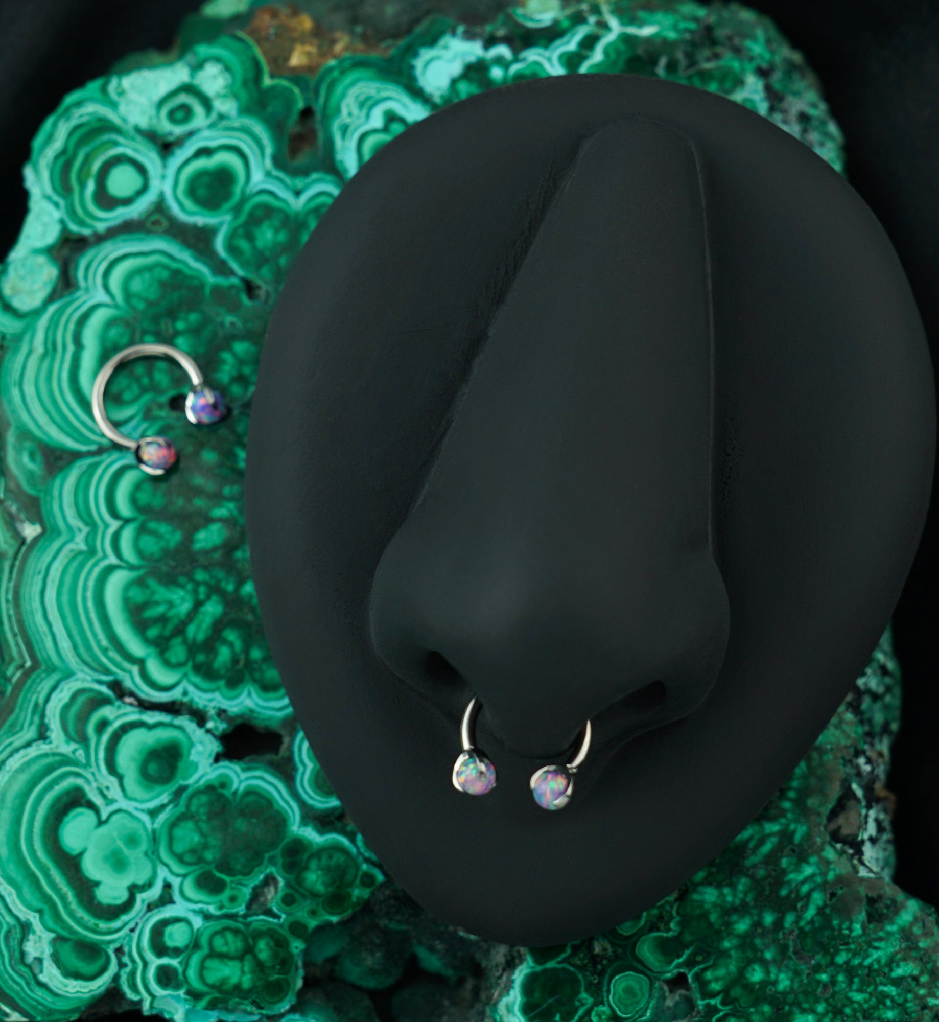 Claw Purple Opalite Titanium Internally Threaded Circular Barbell