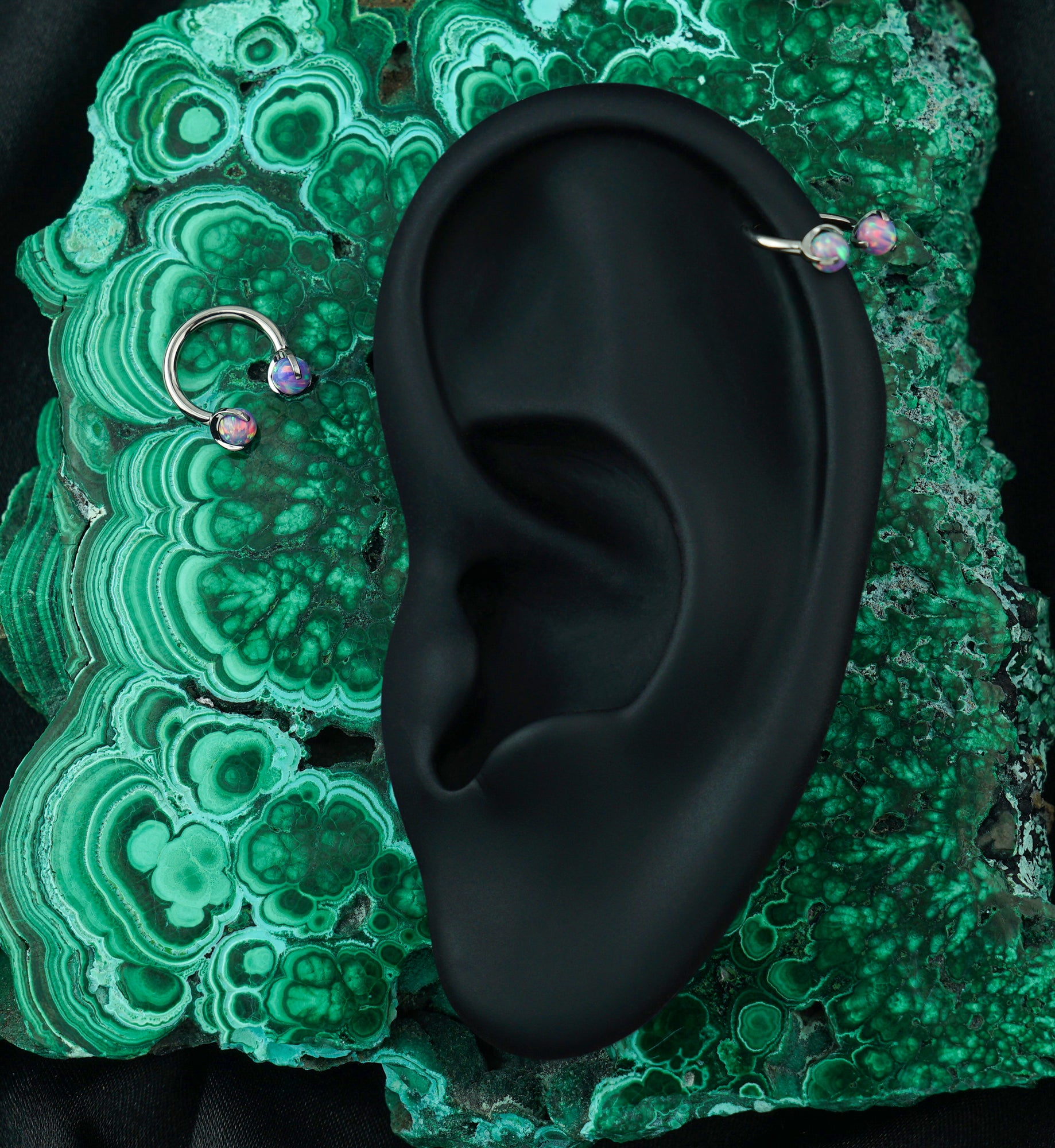 Claw Purple Opalite Titanium Internally Threaded Circular Barbell