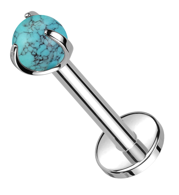 Claw Turquoise Stone Internally Threaded Titanium Labret