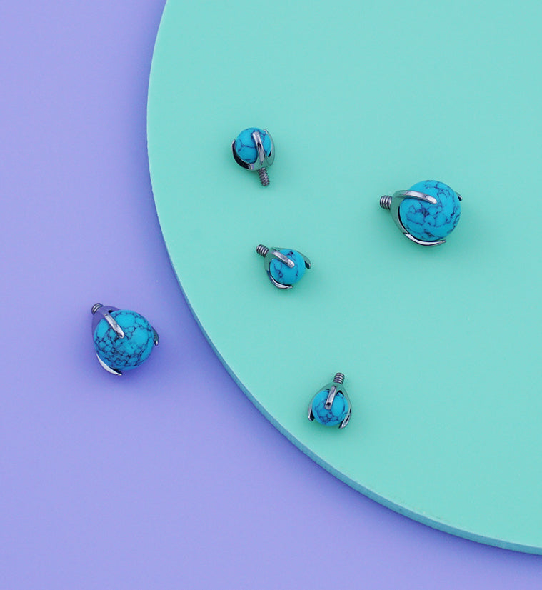 Claw Turquoise Stone Titanium Internally Threaded Top