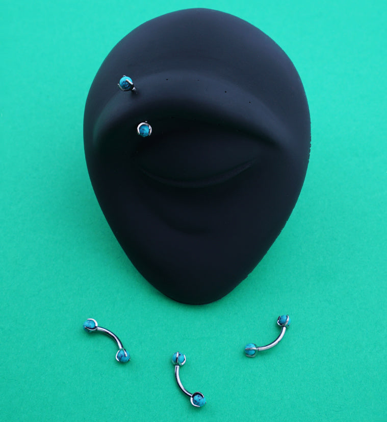 Claw Turquoise Titanium Internally Threaded Curved Barbell